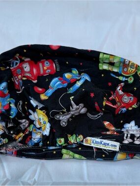 KimKaps Kids Black Robot Print Scrub Cap